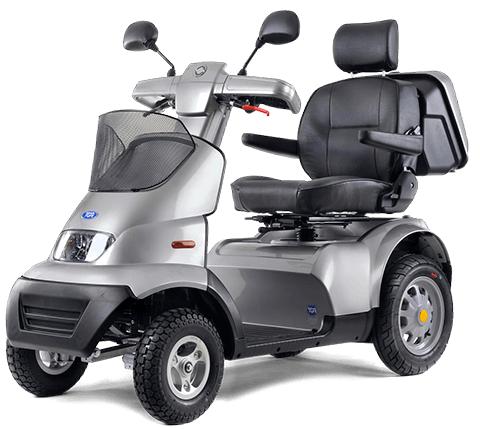 An 8-mph TGA Silver Breeze mobility scooter.